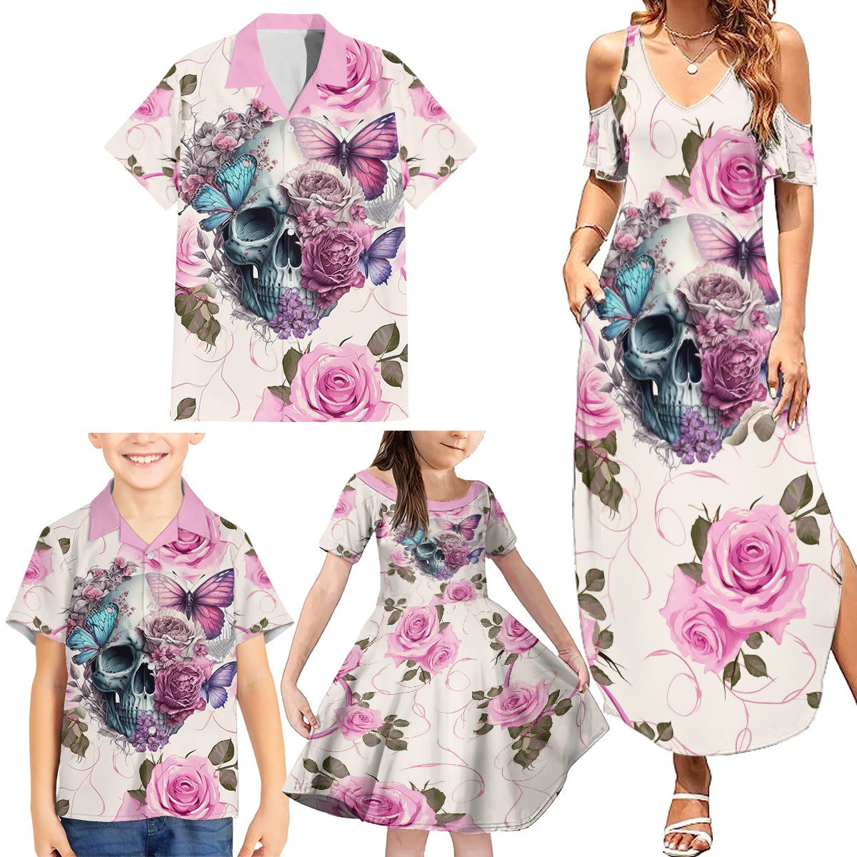 Women Skull Family Matching Summer Maxi Dress and Hawaiian Shirt Some Time An Angel Hellraiser Always A Strong Women - Wonder Print Shop