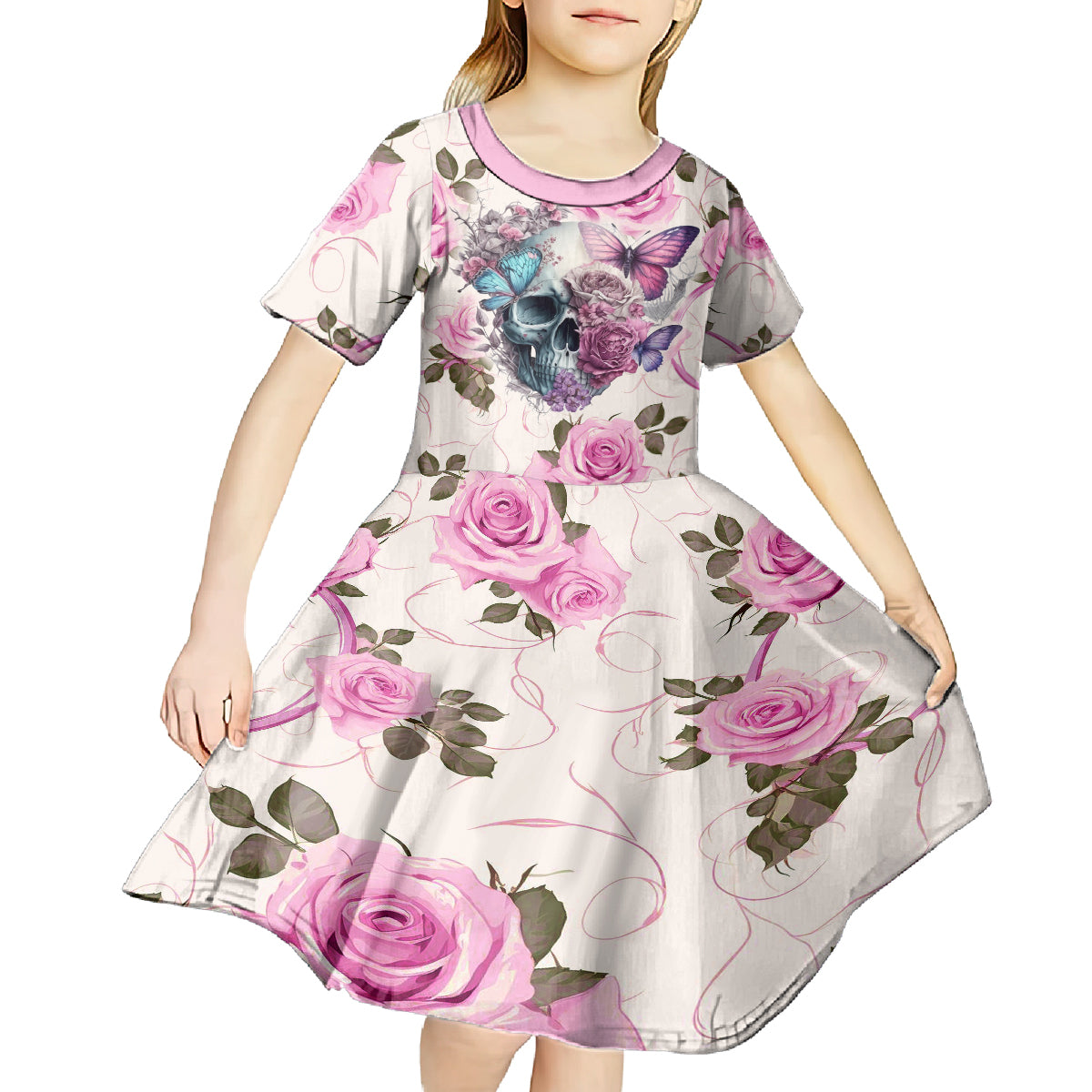 Women Skull Kid Short Sleeve Dress Some Time An Angel Hellraiser Always A Strong Women - Wonder Print Shop