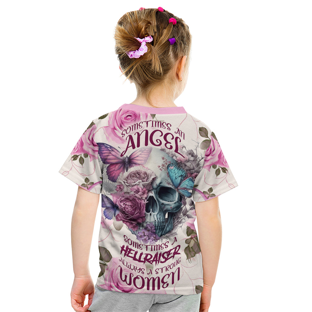 Women Skull Kid T Shirt Some Time An Angel Hellraiser Always A Strong Women - Wonder Print Shop
