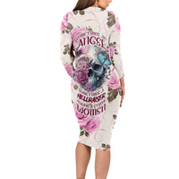 Women Skull Long Sleeve Bodycon Dress Some Time An Angel Hellraiser Always A Strong Women - Wonder Print Shop