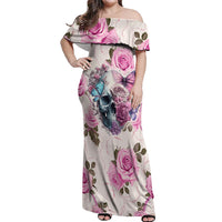 Women Skull Off Shoulder Maxi Dress Some Time An Angel Hellraiser Always A Strong Women - Wonder Print Shop