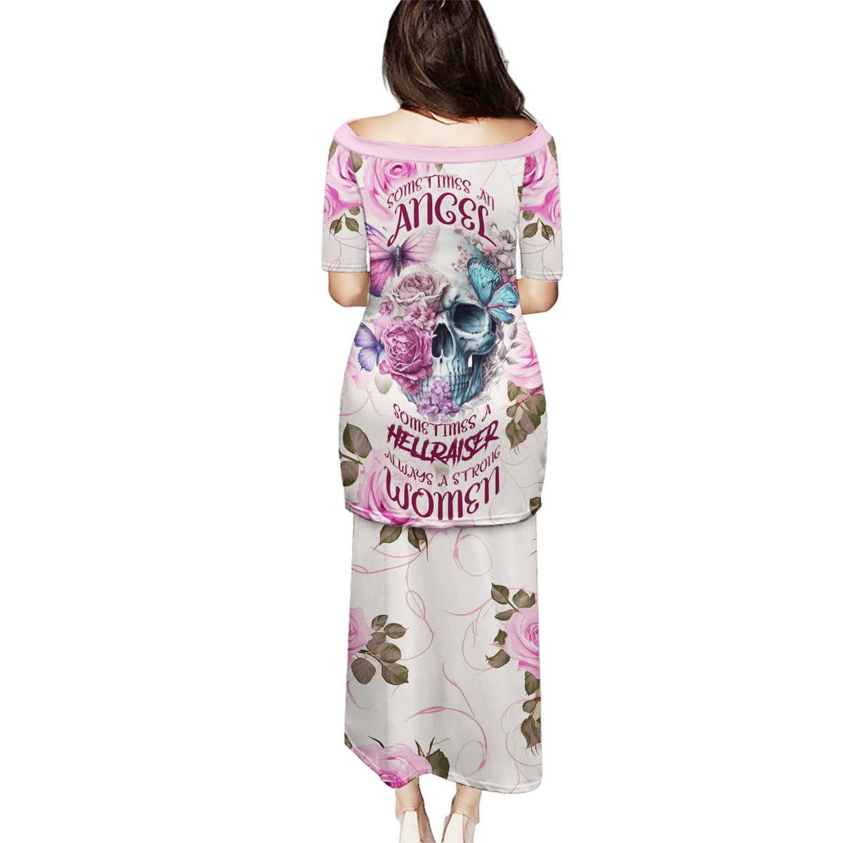 Women Skull Puletasi Some Time An Angel Hellraiser Always A Strong Women - Wonder Print Shop