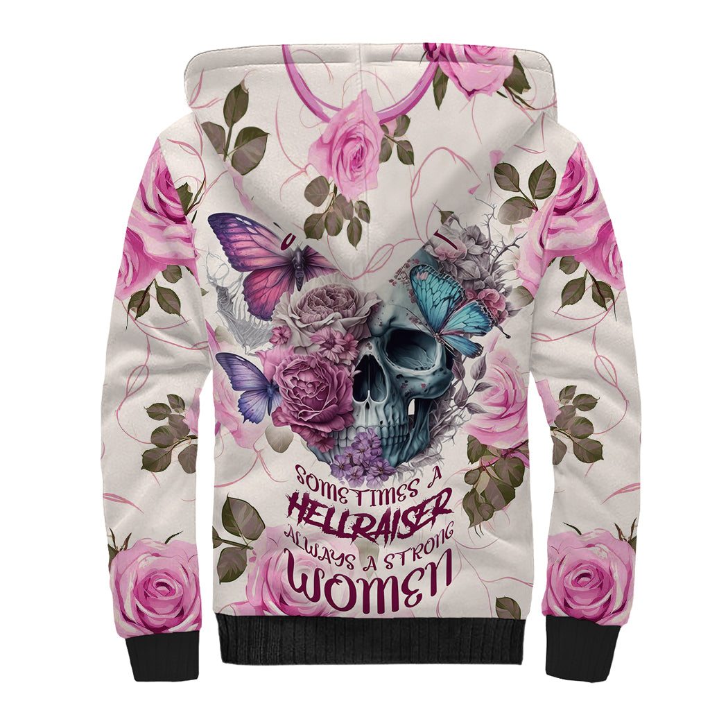 Women Skull Sherpa Hoodie Some Time An Angel Hellraiser Always A Strong Women - Wonder Print Shop