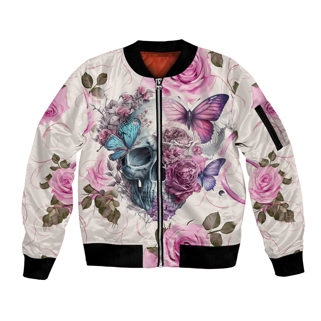 Women Skull Sleeve Zip Bomber Jacket Some Time An Angel Hellraiser Always A Strong Women - Wonder Print Shop