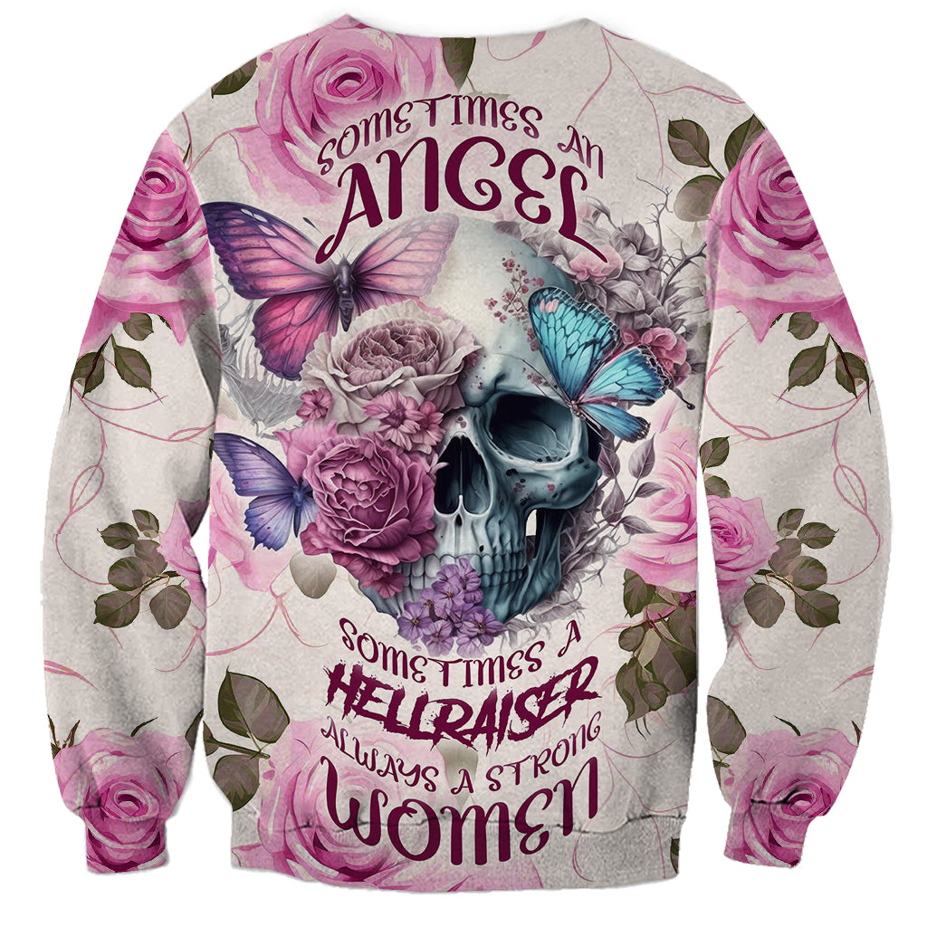 Women Skull Sweatshirt Some Time An Angel Hellraiser Always A Strong Women - Wonder Print Shop