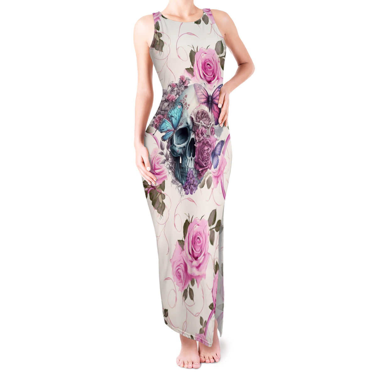 Women Skull Tank Maxi Dress Some Time An Angel Hellraiser Always A Strong Women - Wonder Print Shop