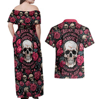 Judge Me When Yours Perfect Otherwise Shut Up Skull Couples Matching Off Shoulder Maxi Dress and Hawaiian Shirt - Wonder Print Shop