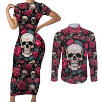 Judge Me When Yours Perfect Otherwise Shut Up Skull Couples Matching Short Sleeve Bodycon Dress and Long Sleeve Button Shirts - Wonder Print Shop