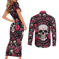 Judge Me When Yours Perfect Otherwise Shut Up Skull Couples Matching Short Sleeve Bodycon Dress and Long Sleeve Button Shirts - Wonder Print Shop