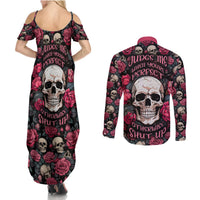 Judge Me When Yours Perfect Otherwise Shut Up Skull Couples Matching Summer Maxi Dress and Long Sleeve Button Shirts - Wonder Print Shop