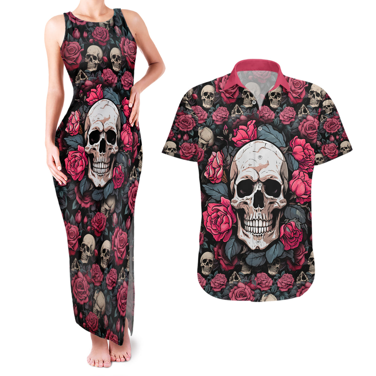 Judge Me When Yours Perfect Otherwise Shut Up Skull Couples Matching Tank Maxi Dress and Hawaiian Shirt - Wonder Print Shop