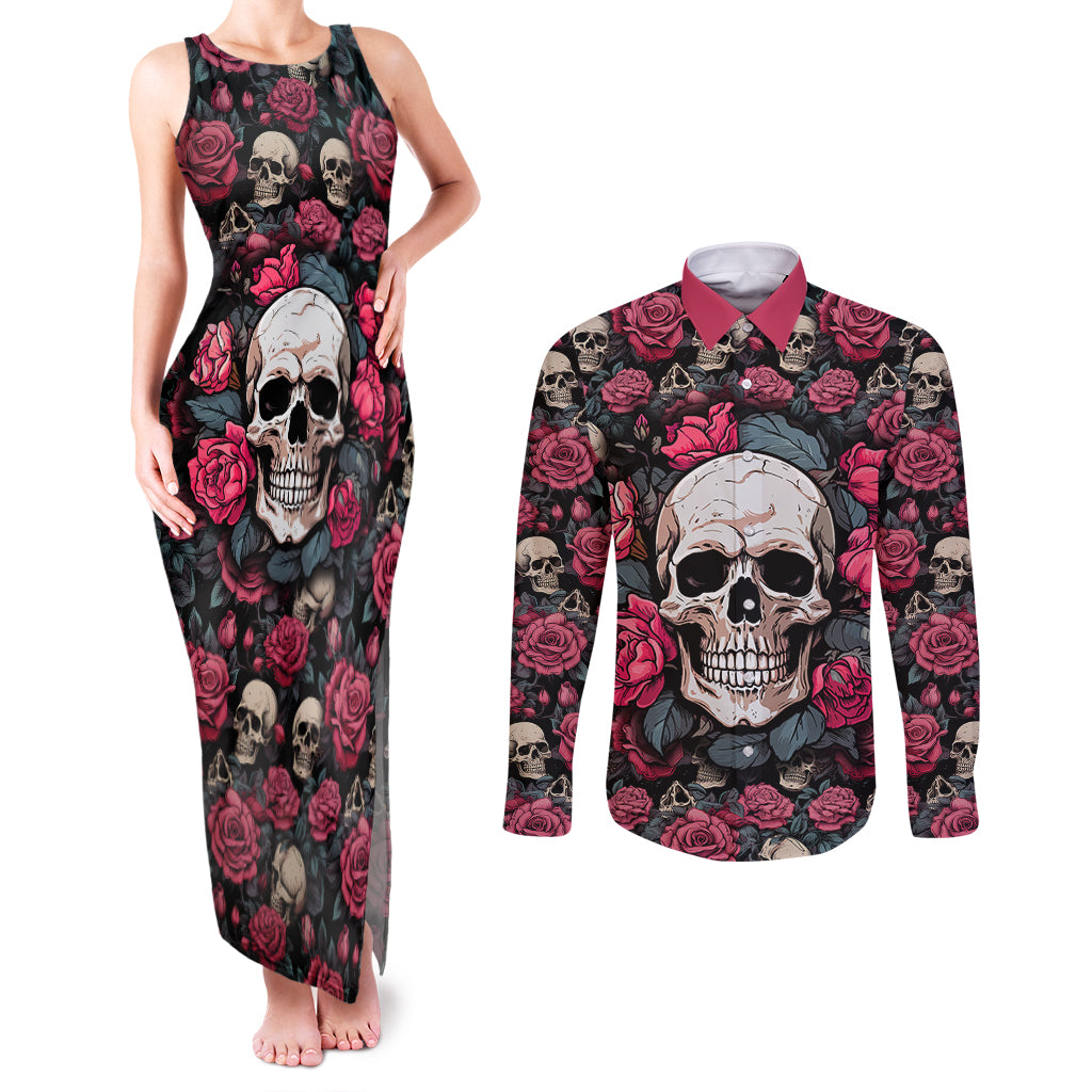 Judge Me When Yours Perfect Otherwise Shut Up Skull Couples Matching Tank Maxi Dress and Long Sleeve Button Shirts - Wonder Print Shop