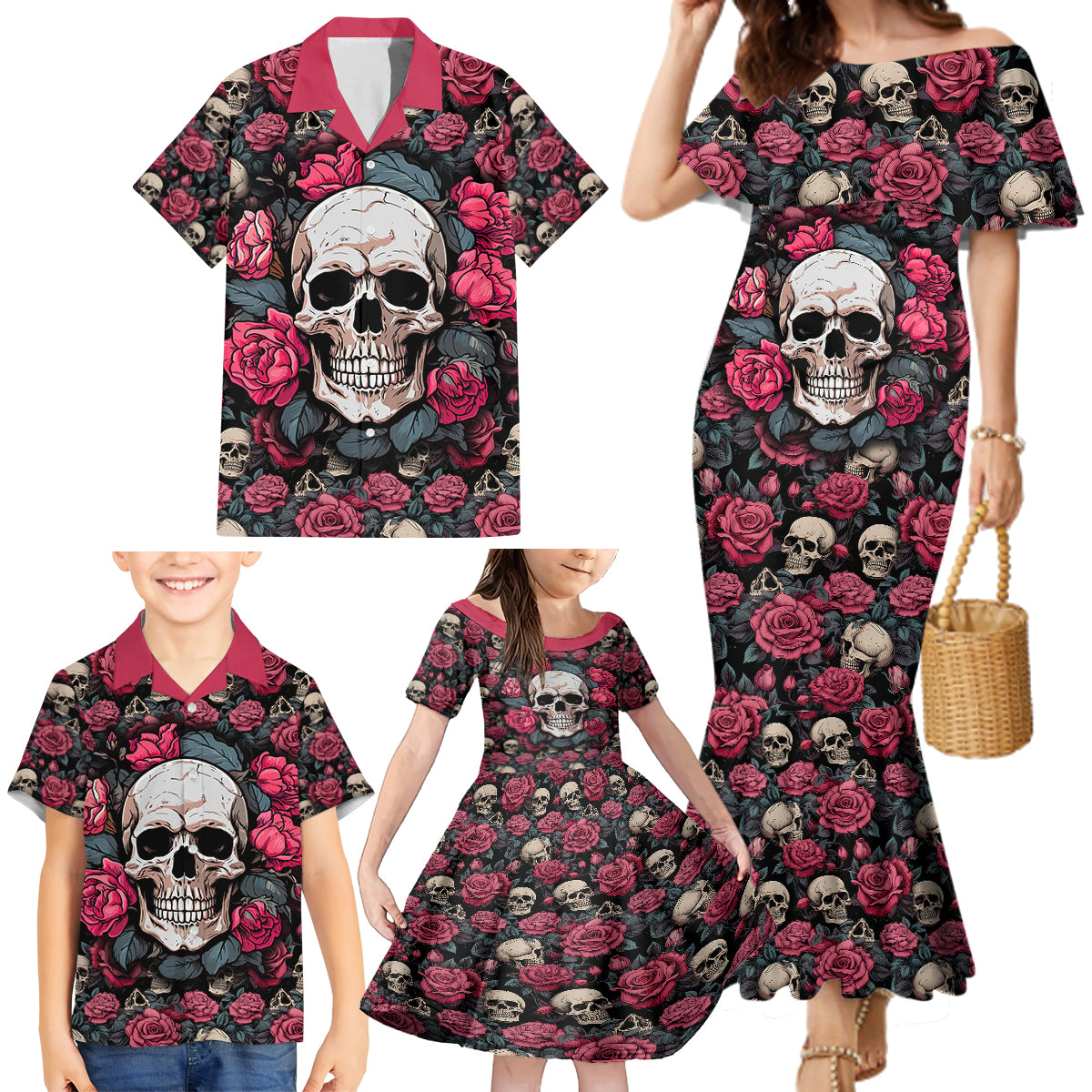Judge Me When Yours Perfect Otherwise Shut Up Skull Family Matching Mermaid Dress and Hawaiian Shirt - Wonder Print Shop