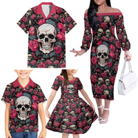 Judge Me When Yours Perfect Otherwise Shut Up Skull Family Matching Off Shoulder Long Sleeve Dress and Hawaiian Shirt - Wonder Print Shop