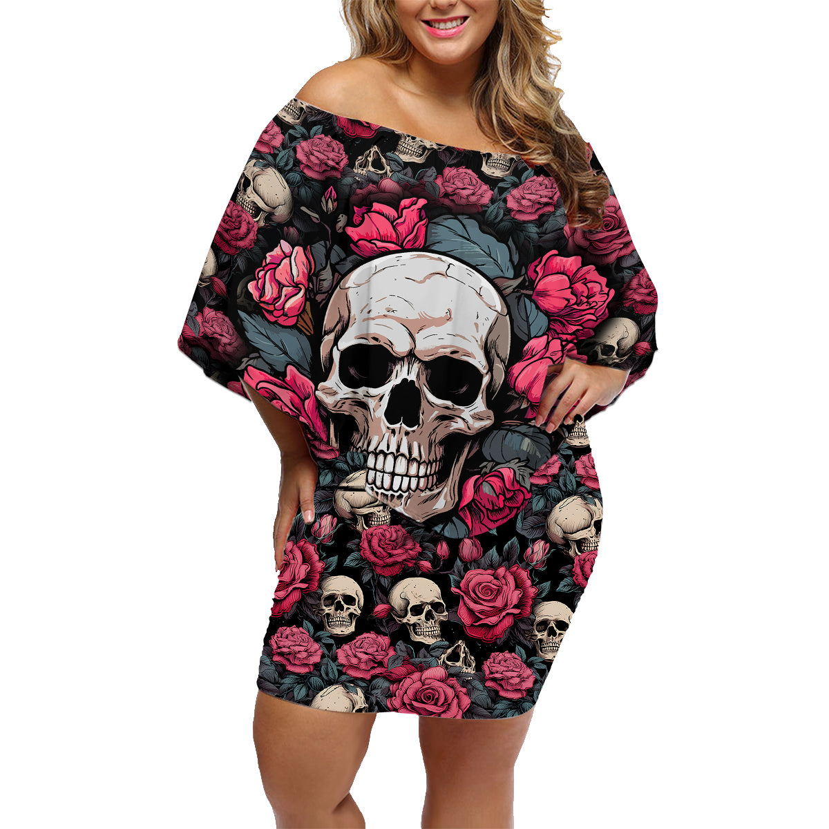Judge Me When Yours Perfect Otherwise Shut Up Skull Family Matching Off Shoulder Short Dress and Hawaiian Shirt - Wonder Print Shop