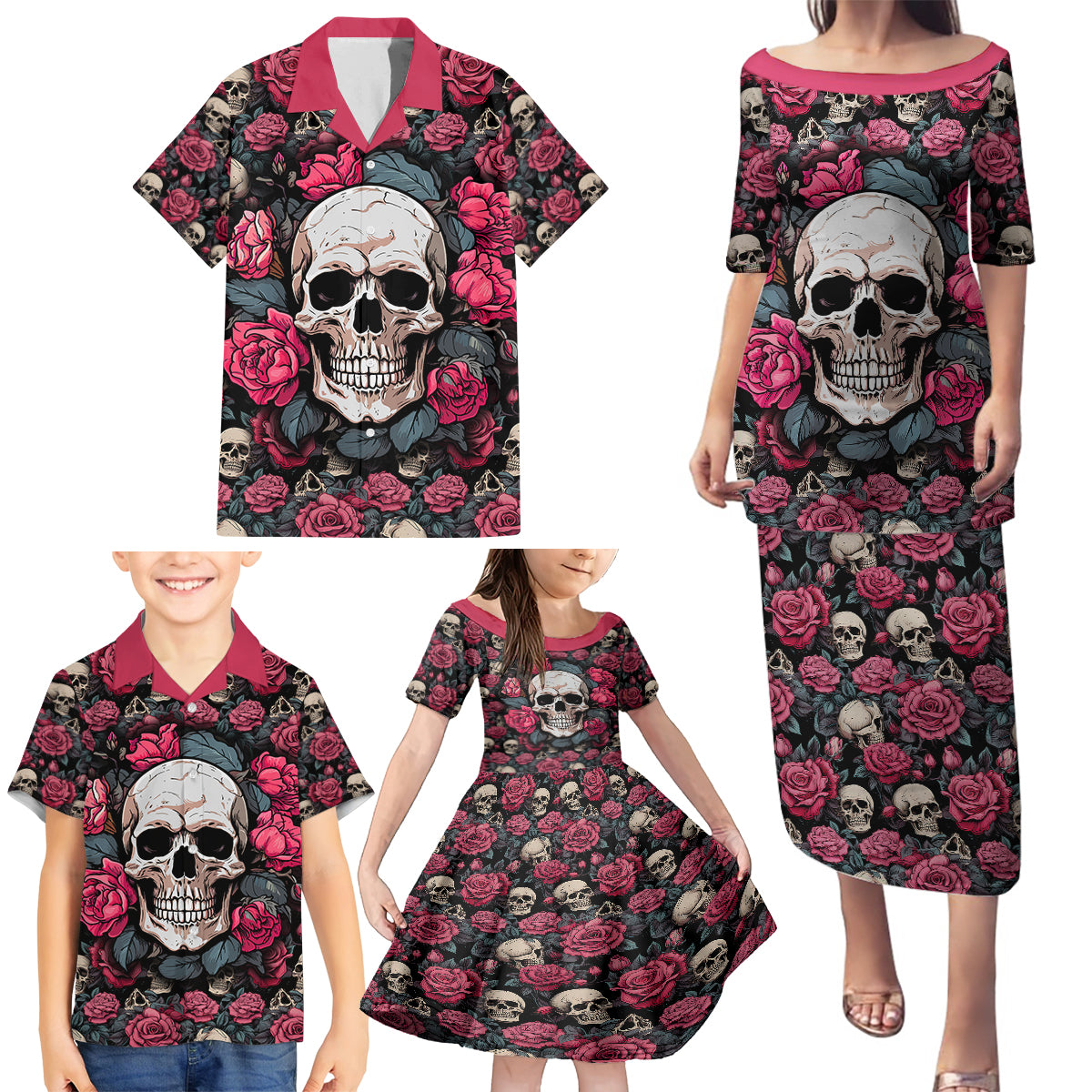 Judge Me When Yours Perfect Otherwise Shut Up Skull Family Matching Puletasi Dress and Hawaiian Shirt - Wonder Print Shop