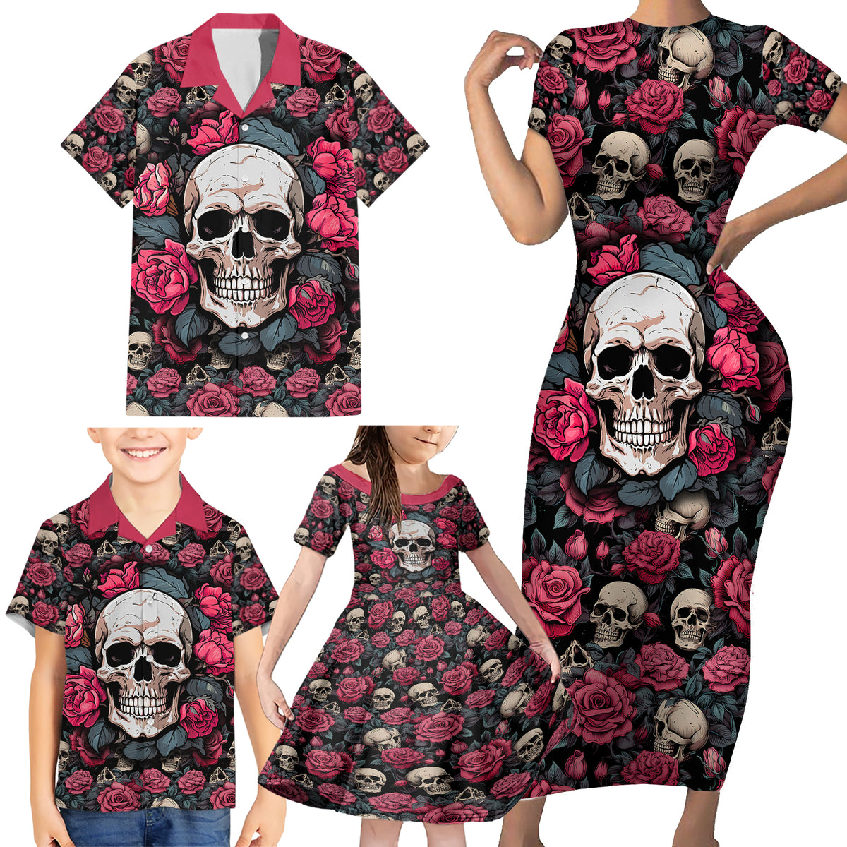 Judge Me When Yours Perfect Otherwise Shut Up Skull Family Matching Short Sleeve Bodycon Dress and Hawaiian Shirt - Wonder Print Shop