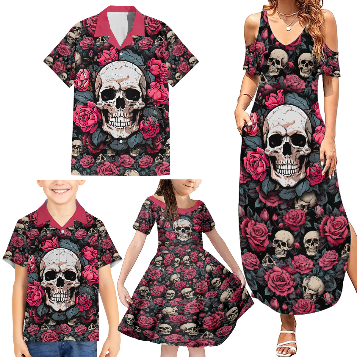 Judge Me When Yours Perfect Otherwise Shut Up Skull Family Matching Summer Maxi Dress and Hawaiian Shirt - Wonder Print Shop