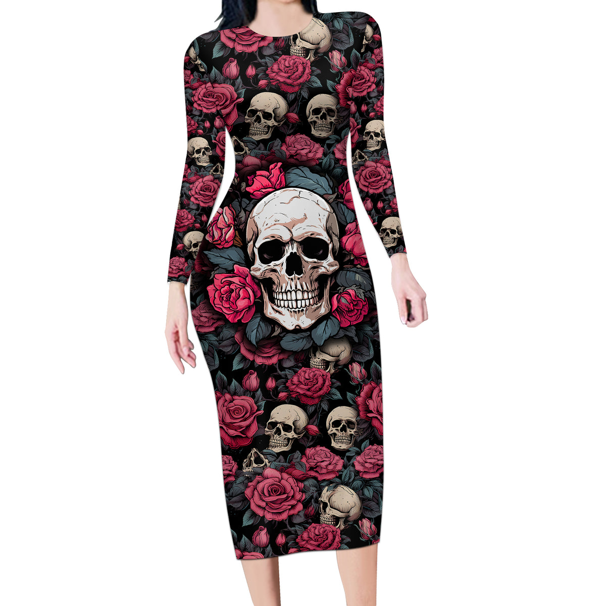 Judge Me When Yours Perfect Otherwise Shut Up Skull Long Sleeve Bodycon Dress - Wonder Print Shop