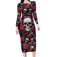 Judge Me When Yours Perfect Otherwise Shut Up Skull Long Sleeve Bodycon Dress - Wonder Print Shop