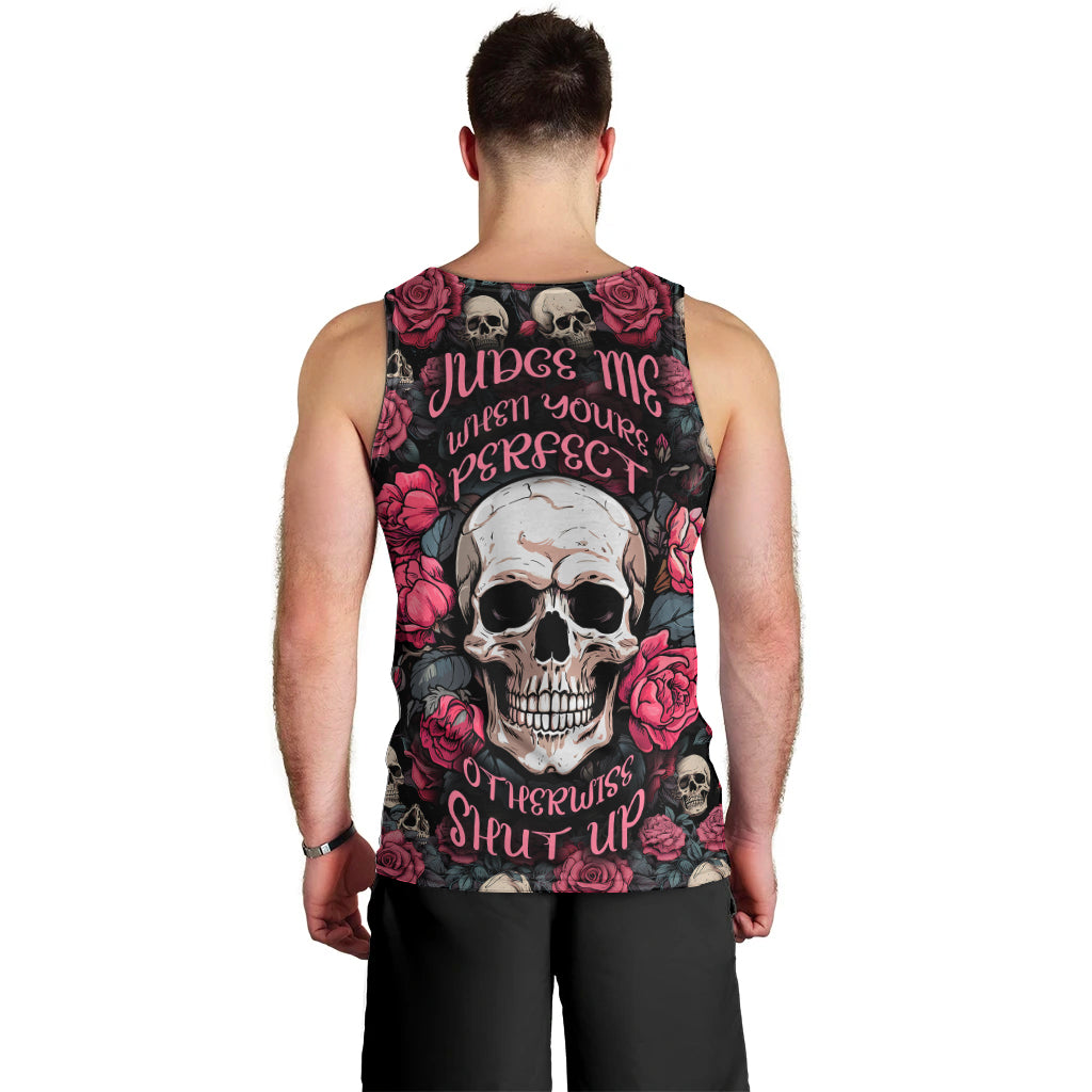 Judge Me When Yours Perfect Otherwise Shut Up Skull Men Tank Top - Wonder Print Shop