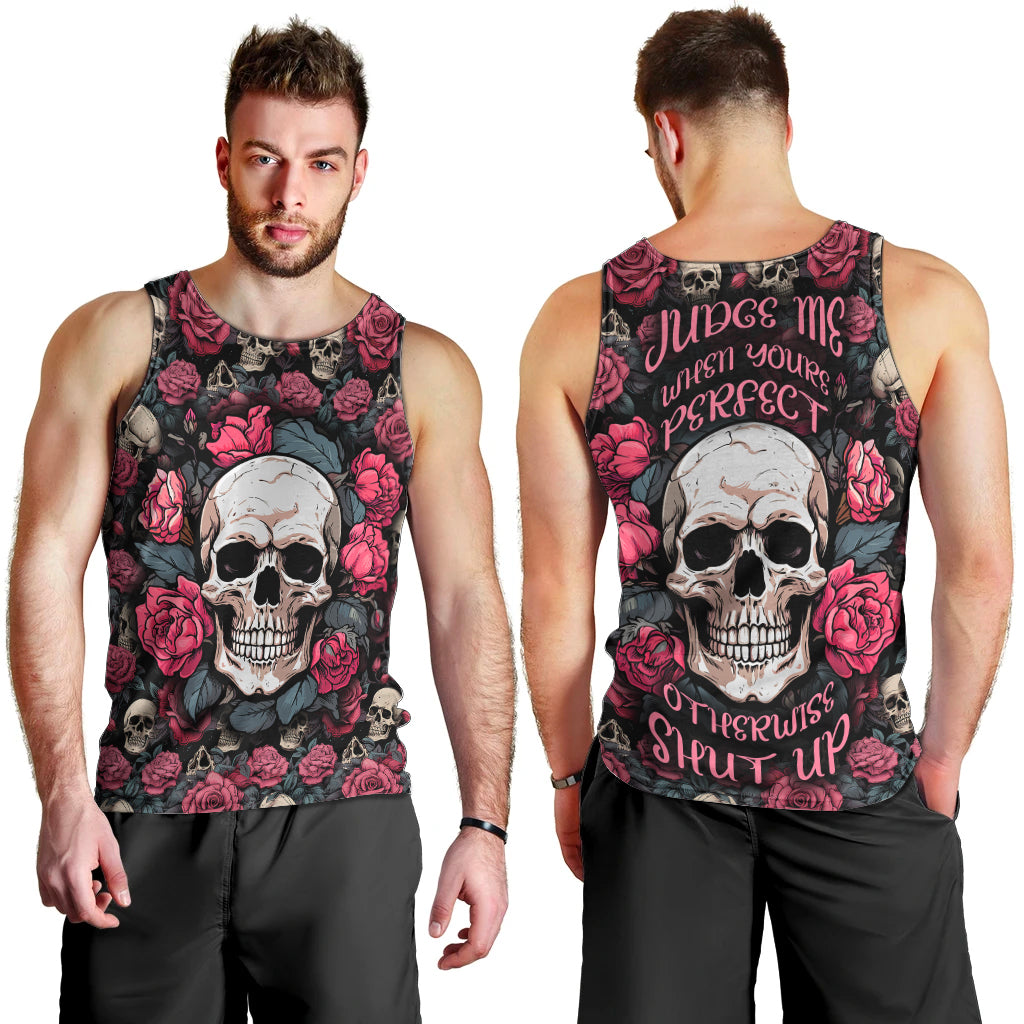 Judge Me When Yours Perfect Otherwise Shut Up Skull Men Tank Top - Wonder Print Shop