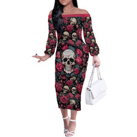 Judge Me When Yours Perfect Otherwise Shut Up Skull Off The Shoulder Long Sleeve Dress - Wonder Print Shop