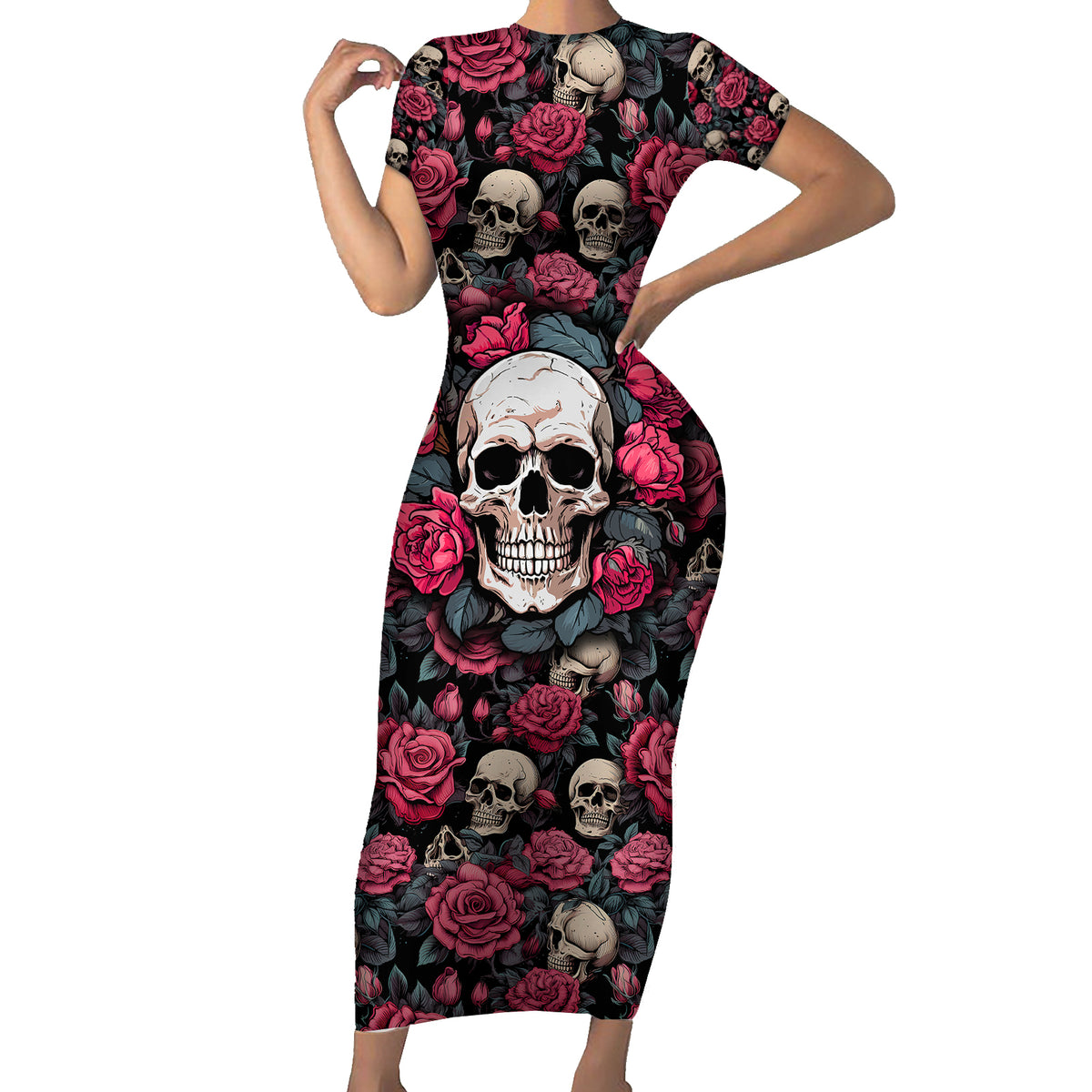 Judge Me When Yours Perfect Otherwise Shut Up Skull Short Sleeve Bodycon Dress - Wonder Print Shop