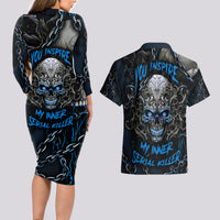 You Inspire My Inner Serial Killer Skull Couples Matching Long Sleeve Bodycon Dress and Hawaiian Shirt - Wonder Print Shop