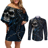 You Inspire My Inner Serial Killer Skull Couples Matching Off Shoulder Short Dress and Long Sleeve Button Shirts - Wonder Print Shop