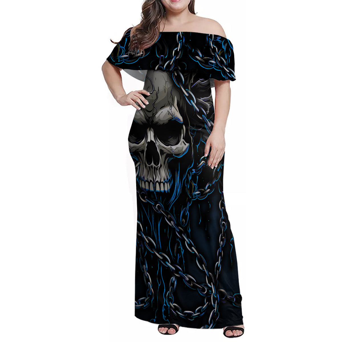 You Inspire My Inner Serial Killer Skull Family Matching Off Shoulder Maxi Dress and Hawaiian Shirt - Wonder Print Shop