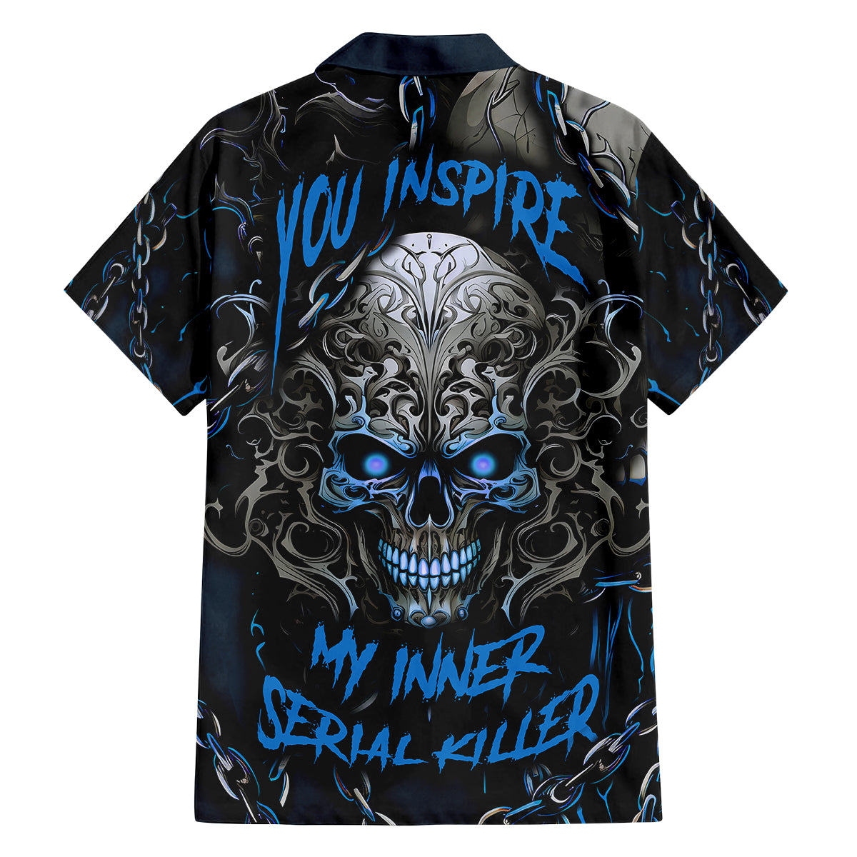 You Inspire My Inner Serial Killer Skull Family Matching Off Shoulder Short Dress and Hawaiian Shirt - Wonder Print Shop
