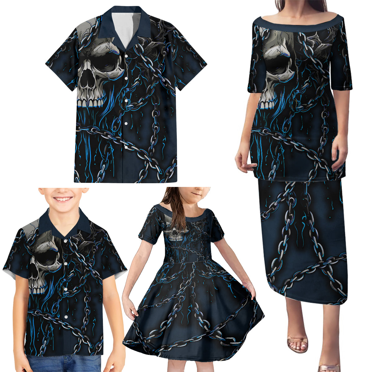 You Inspire My Inner Serial Killer Skull Family Matching Puletasi Dress and Hawaiian Shirt - Wonder Print Shop