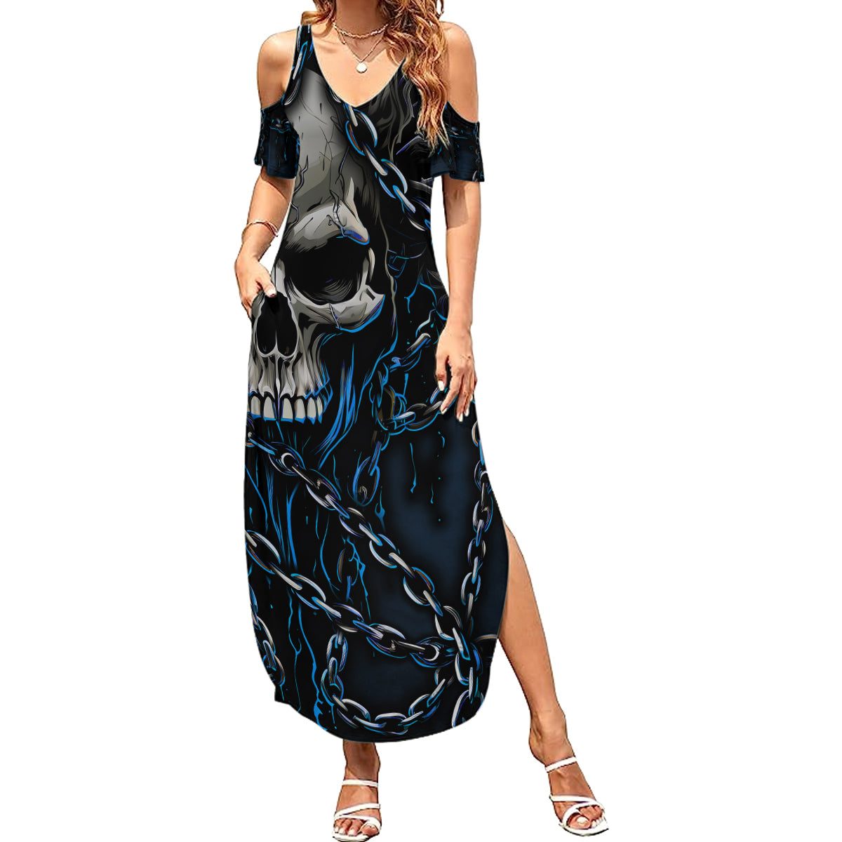 You Inspire My Inner Serial Killer Skull Family Matching Summer Maxi Dress and Hawaiian Shirt - Wonder Print Shop