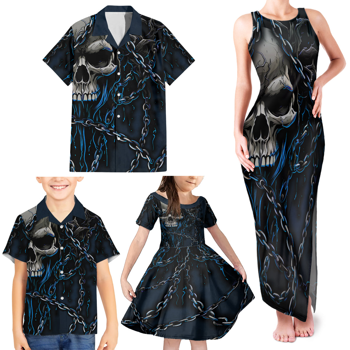You Inspire My Inner Serial Killer Skull Family Matching Tank Maxi Dress and Hawaiian Shirt - Wonder Print Shop
