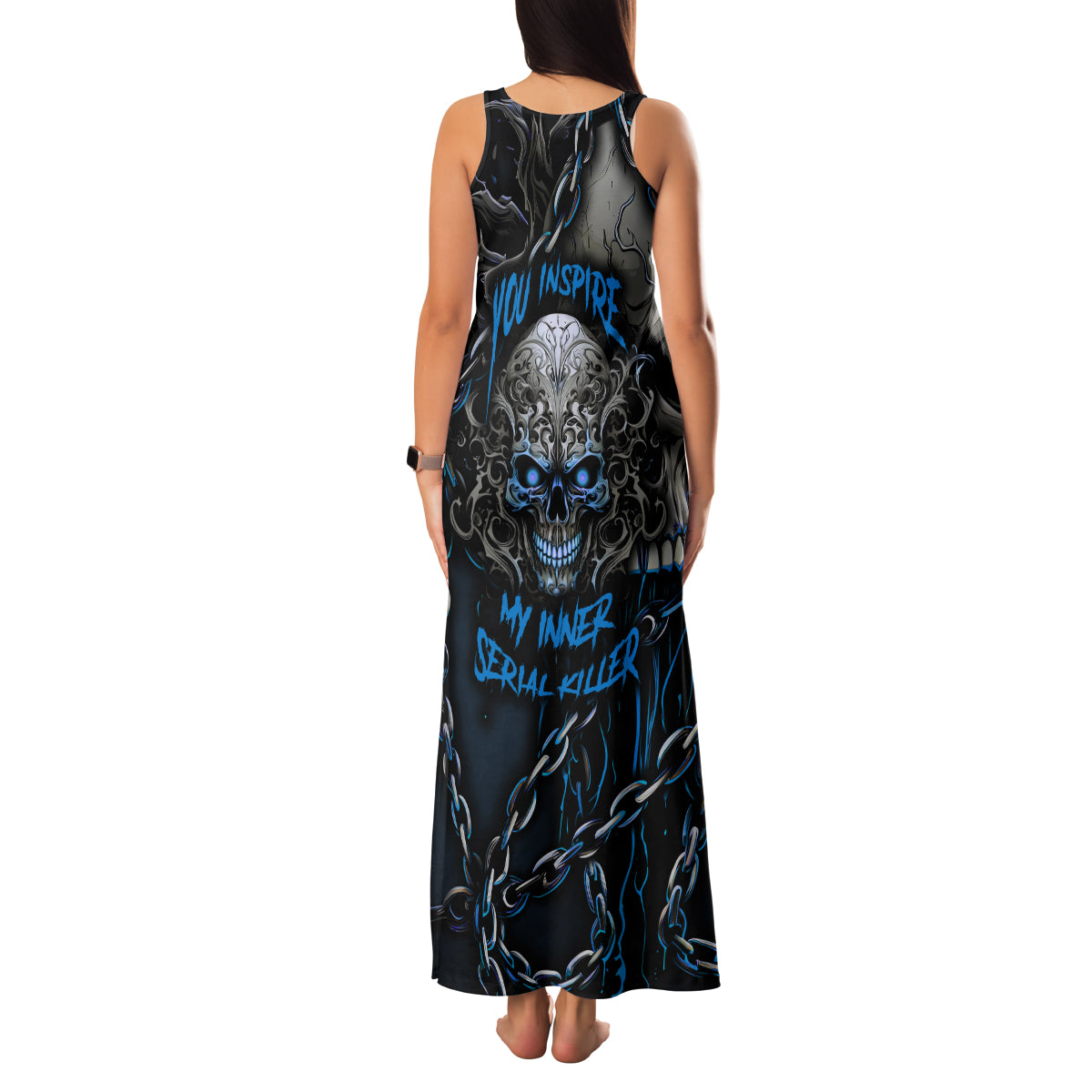 You Inspire My Inner Serial Killer Skull Family Matching Tank Maxi Dress and Hawaiian Shirt - Wonder Print Shop