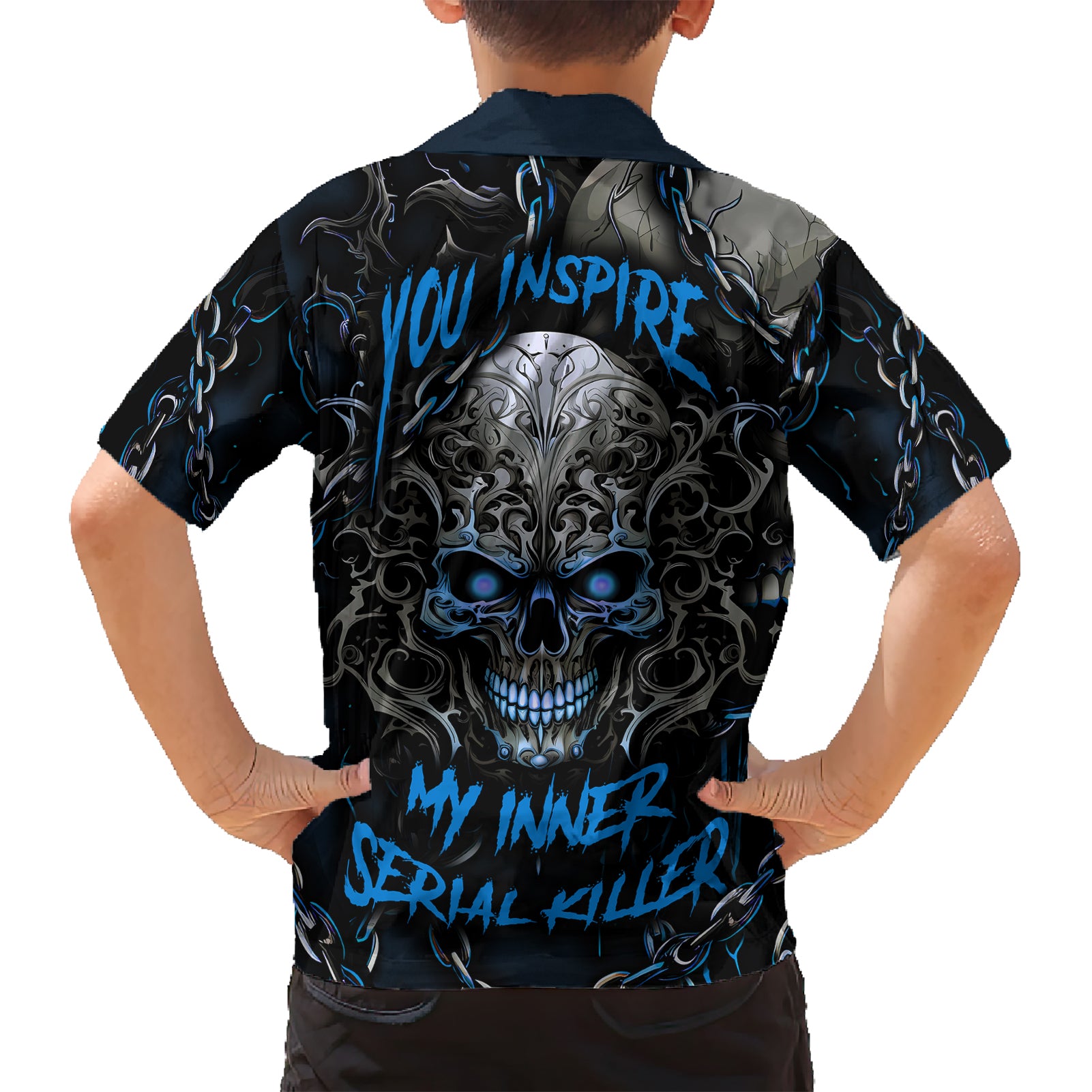 You Inspire My Inner Serial Killer Skull Kid Hawaiian Shirt - Wonder Print Shop