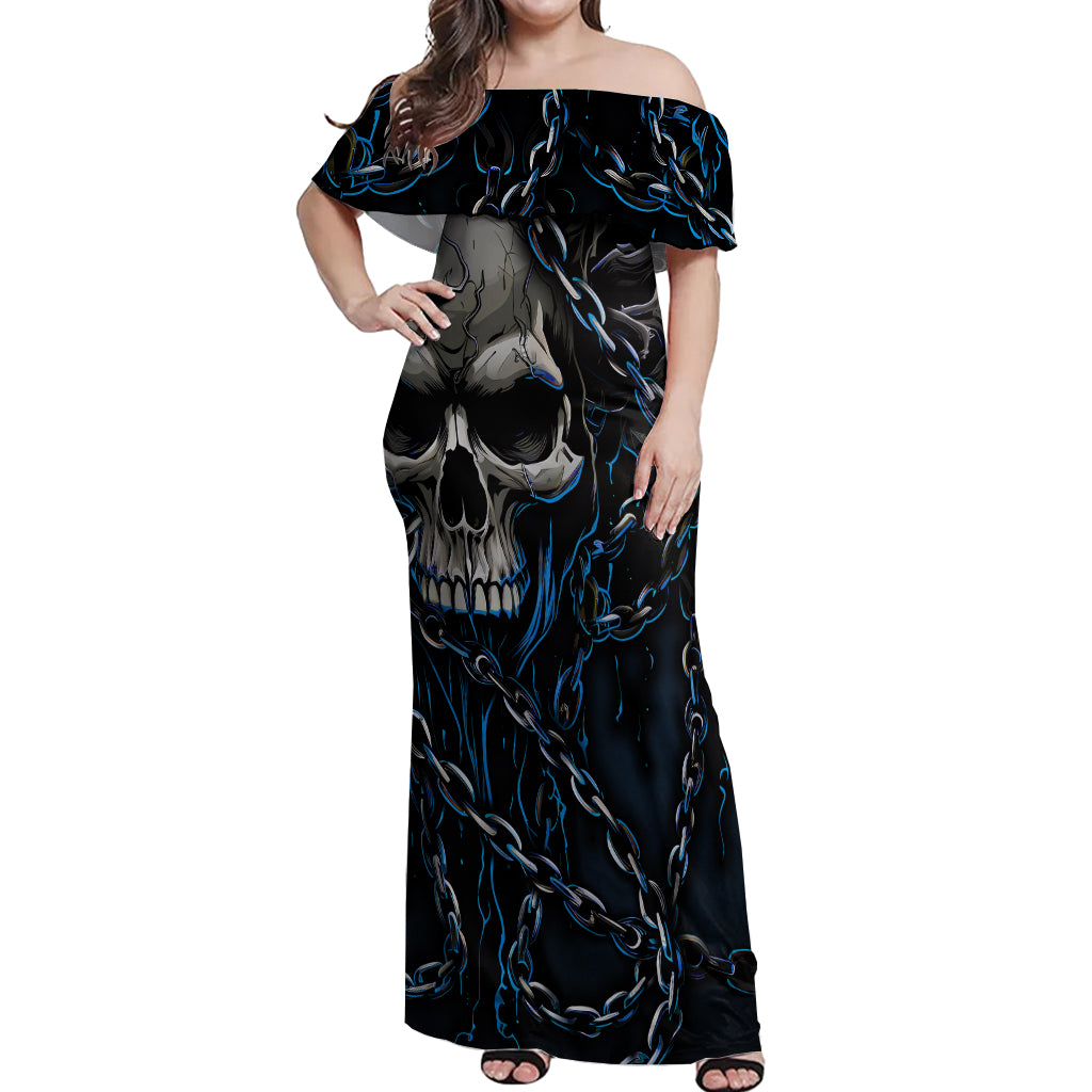 You Inspire My Inner Serial Killer Skull Off Shoulder Maxi Dress - Wonder Print Shop