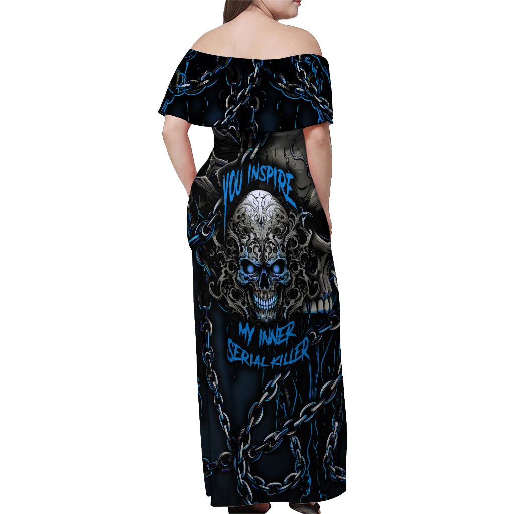 You Inspire My Inner Serial Killer Skull Off Shoulder Maxi Dress - Wonder Print Shop