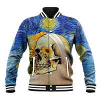 Van Gogh Style Skull Baseball Jacket Hello My Friend - Wonder Print Shop