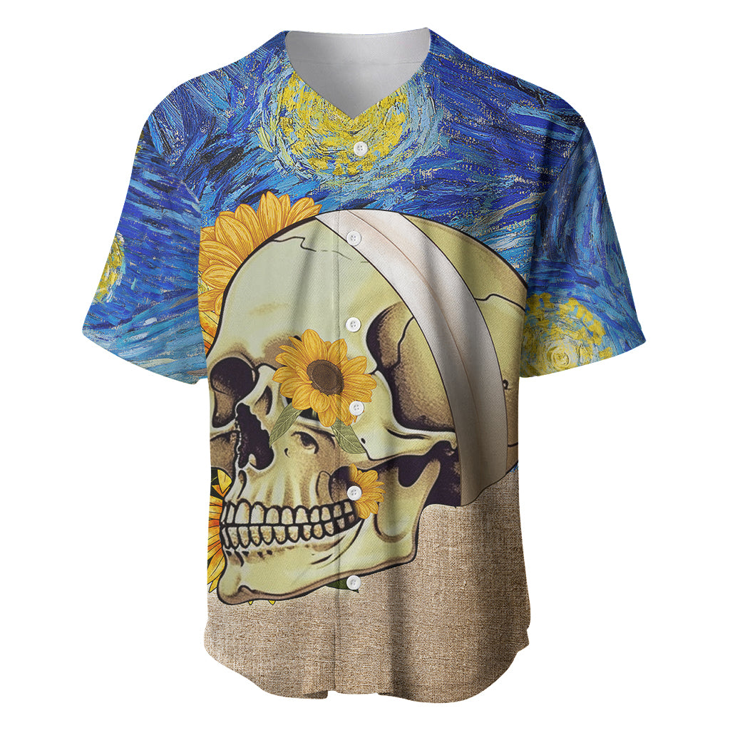 Van Gogh Style Skull Baseball Jersey Hello My Friend - Wonder Print Shop