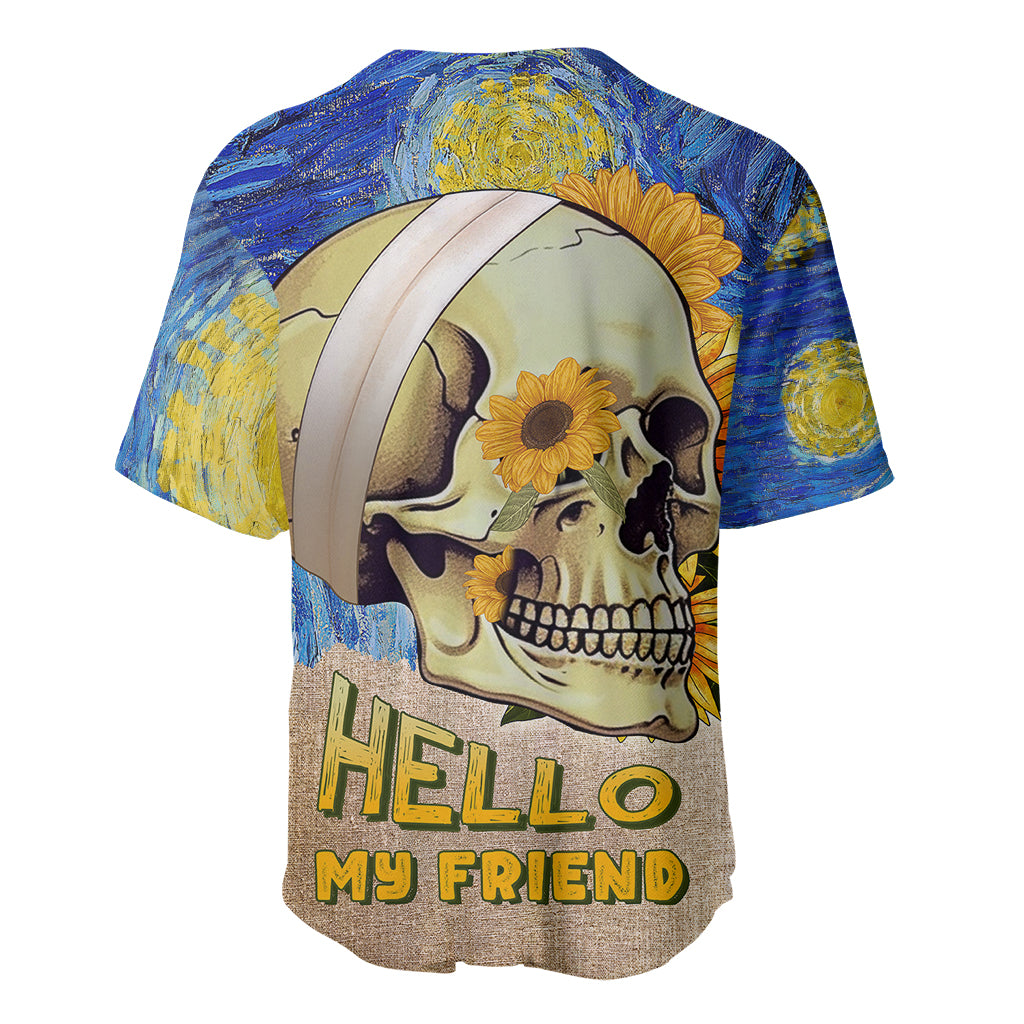 Van Gogh Style Skull Baseball Jersey Hello My Friend - Wonder Print Shop