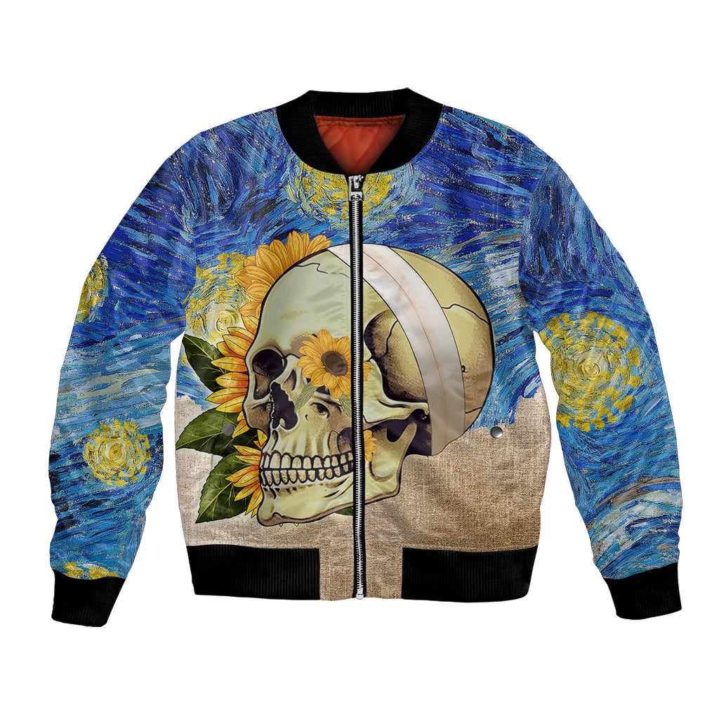 Van Gogh Style Skull Bomber Jacket Hello My Friend - Wonder Print Shop