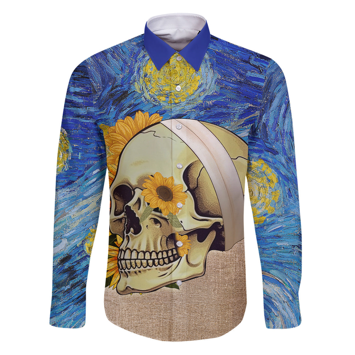 Van Gogh Style Skull Family Matching Puletasi Dress and Hawaiian Shirt Hello My Friend - Wonder Print Shop