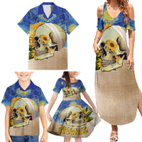 Van Gogh Style Skull Family Matching Summer Maxi Dress and Hawaiian Shirt Hello My Friend - Wonder Print Shop