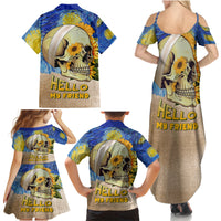Van Gogh Style Skull Family Matching Summer Maxi Dress and Hawaiian Shirt Hello My Friend - Wonder Print Shop