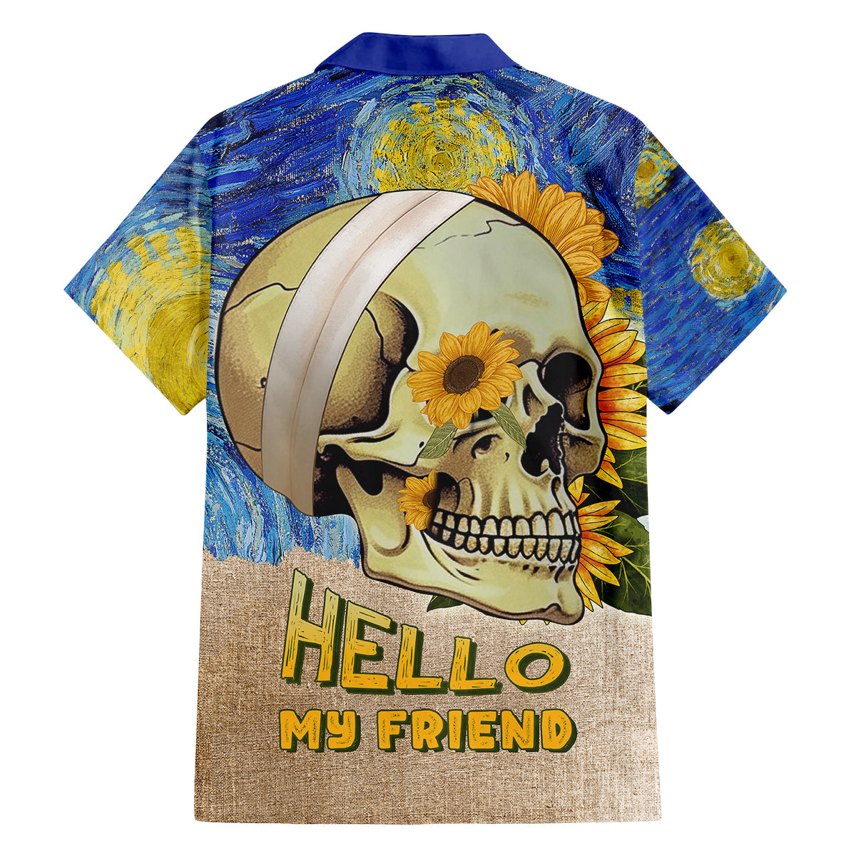 Van Gogh Style Skull Family Matching Summer Maxi Dress and Hawaiian Shirt Hello My Friend - Wonder Print Shop