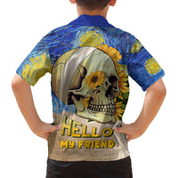 Van Gogh Style Skull Family Matching Tank Maxi Dress and Hawaiian Shirt Hello My Friend - Wonder Print Shop