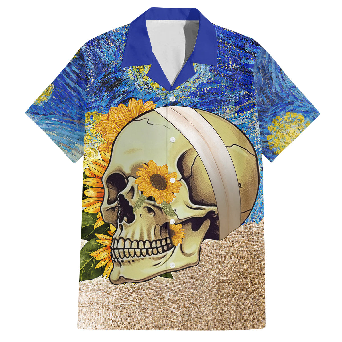 Van Gogh Style Skull Family Matching Tank Maxi Dress and Hawaiian Shirt Hello My Friend - Wonder Print Shop