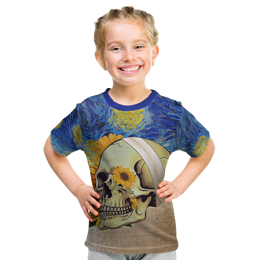 Van Gogh Style Skull Kid T Shirt Hello My Friend - Wonder Print Shop
